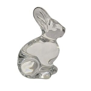 RARE Baccarat France Crystal Rabbit Easter Bunny Ears Up 4 1/2"H Paperweight